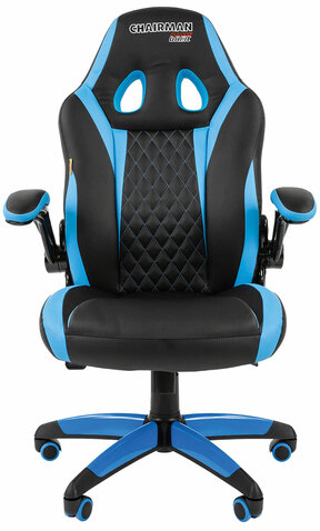 Кресло компьютерное СН GAME 15, экокожа, черное/голубое, 7022779
