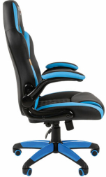 Кресло компьютерное СН GAME 15, экокожа, черное/голубое, 7022779