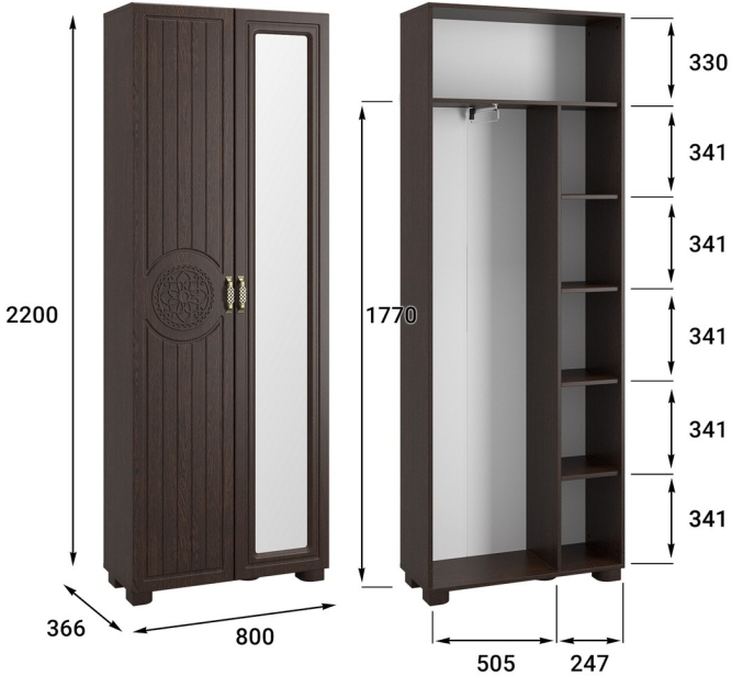Шкаф комбинированный «Монблан» МБ-21К венге