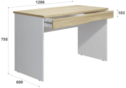 Стол письменный Скайлайт СЛ-20К блэквуд ячменный/белый/меренга