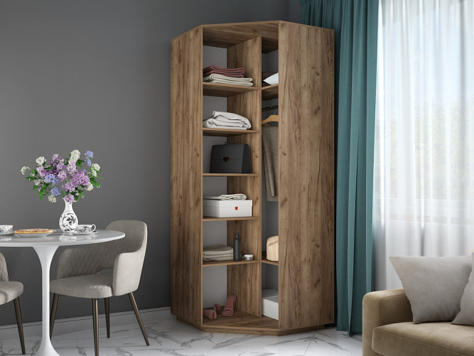 Шкаф-купе Экспресс Угловой ( Зеркало) Крафт табачный