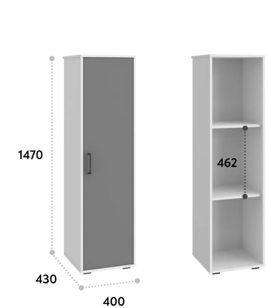 Шкаф-пенал Оскар ОС-01 белый структурный/графит
