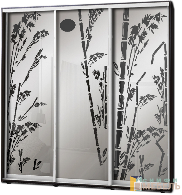 Шкаф купе 3х дв Пескоструй фон матовый № 21