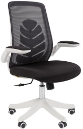 Кресло Chairman CH 565, откидные подлокотники, синхромеханизм, пластик белый, сетка/ткань, черное, 7146048