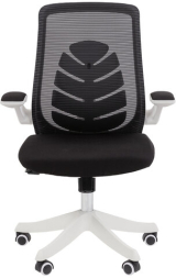 Кресло Chairman CH 565, откидные подлокотники, синхромеханизм, пластик белый, сетка/ткань, черное, 7146048