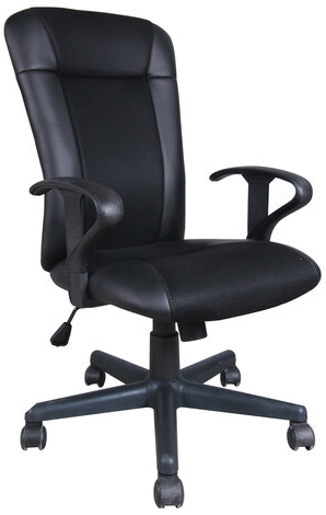 Кресло BRABIX "Optima MG-370", с подлокотниками, экокожа/ткань, черное, 531580