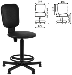 Кресло кассира, ресепшн РС37, без подлокотников, кожзам, черное