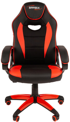 Кресло компьютерное BRABIX "Blaze GM-162", TW/экокожа, черное/красное, 532580, 7083508