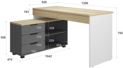 Стол Скайлайт СЛ-21К блэквуд ячменный/графит/белый/меренга