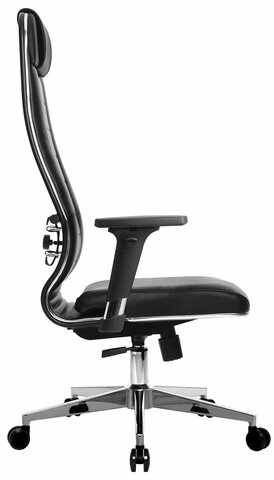 Кресло офисное МЕТТА "К-29-2D" хром, рецик. кожа, сиденье и спинка мягкие, черное