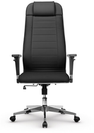 Кресло офисное МЕТТА "К-29-2D" хром, рецик. кожа, сиденье и спинка мягкие, черное