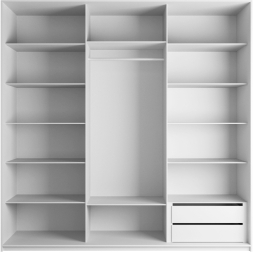 Шкаф-купе Эста 3-х дверный (Стекло Диско черный, Зеркало) Белый снег