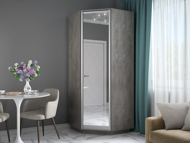 Шкаф-купе Экспресс Угловой ( Зеркало) Бетон