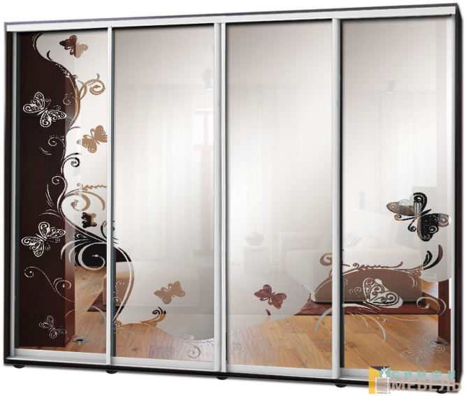 Шкаф купе 4х дв Пескоструй фон матовый № 25