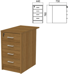 Тумба приставная Арго 4 ящика, замок, крыло