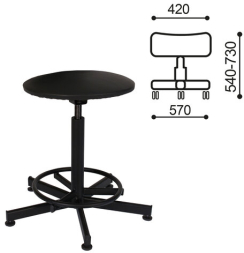 Кресло кассира, ресепшн РС37, без спинки, без подлокотников, кожзам, черное