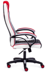 Кресло PILOT кож/зам/ткань, черный перфорированный/св.серый/красный, 36-6/06/TW-14/36-161