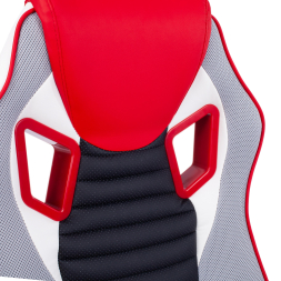 Кресло PILOT кож/зам/ткань, черный перфорированный/св.серый/красный, 36-6/06/TW-14/36-161