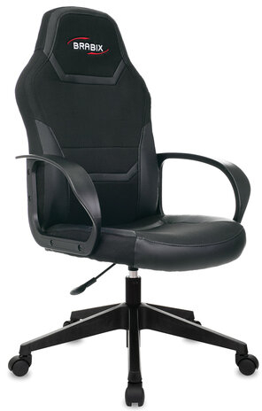 Кресло компьютерное BRABIX "Alpha GM-018", ткань/экокожа, черное, 532636, GM-018_532636