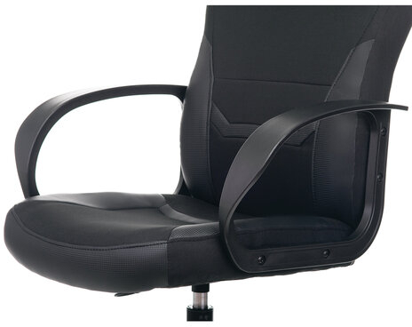 Кресло компьютерное BRABIX "Alpha GM-018", ткань/экокожа, черное, 532636, GM-018_532636