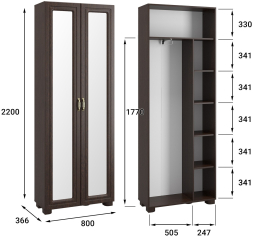 Шкаф с зеркалом «Монблан» МБ-21К венге