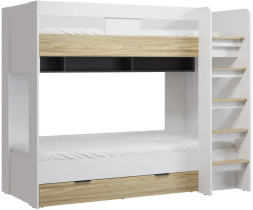Кровать двухъярусная Скайлайт СЛ-30К блэквуд ячменный/графит/белый/меренга