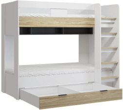 Кровать двухъярусная Скайлайт СЛ-30К блэквуд ячменный/графит/белый/меренга