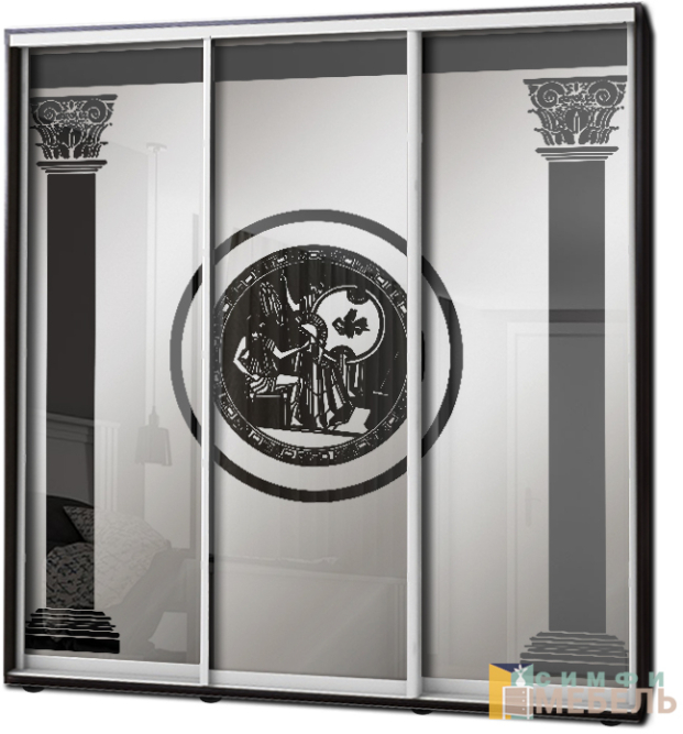 Шкаф купе 3х дв Пескоструй фон матовый № 23