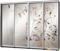 Шкаф купе 4х дв Пескоструй фон матовый № 26