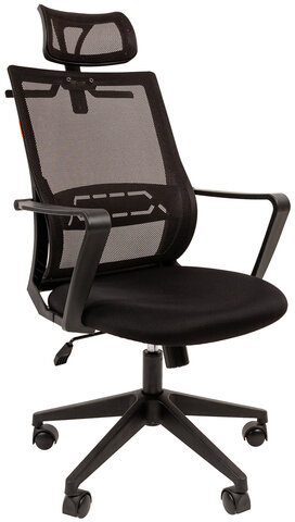 Кресло Chairman СН 545, регулируемый подголовник, вешалка плечики, сетка/ткань TW, черное, 7126770