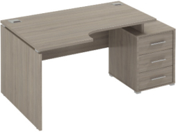 Стол ЛЕВЫЙ эргономичный с тумбой СВ16 (СВ12+СВ16+СВ73)