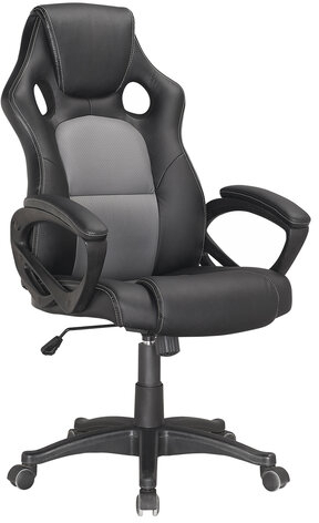 Кресло компьютерное BRABIX "Rider Plus EX-544" КОМФОРТ, экокожа, черное/серое, 531582