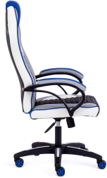 Кресло PILOT кож/зам/ткань, черный перфорированный/св.серый/синий, 36-6/06/TW-14/36-39