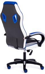 Кресло PILOT кож/зам/ткань, черный перфорированный/св.серый/синий, 36-6/06/TW-14/36-39