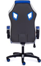 Кресло PILOT кож/зам/ткань, черный перфорированный/св.серый/синий, 36-6/06/TW-14/36-39
