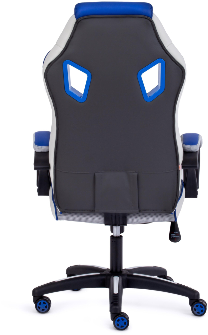 Кресло PILOT кож/зам/ткань, черный перфорированный/св.серый/синий, 36-6/06/TW-14/36-39