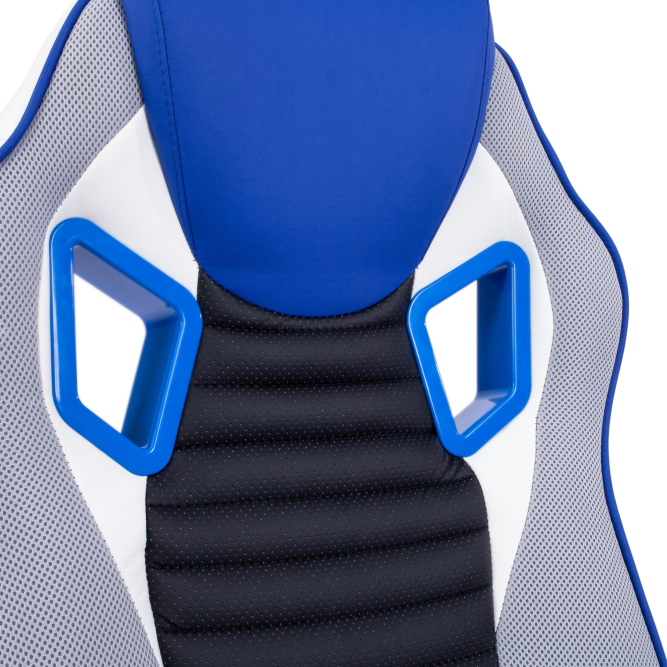 Кресло PILOT кож/зам/ткань, черный перфорированный/св.серый/синий, 36-6/06/TW-14/36-39