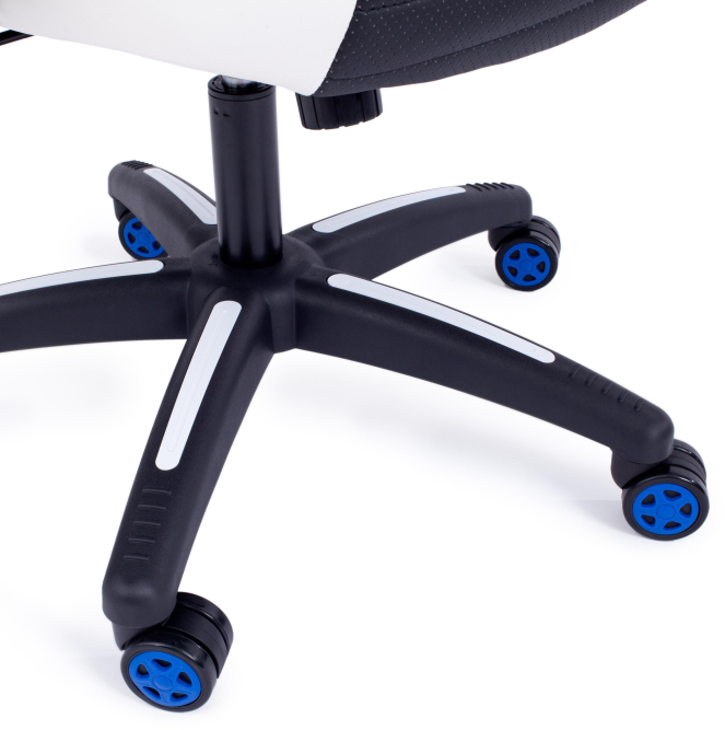 Кресло PILOT кож/зам/ткань, черный перфорированный/св.серый/синий, 36-6/06/TW-14/36-39