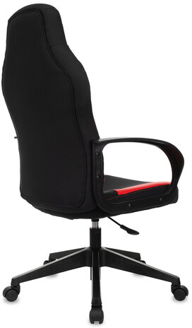 Кресло компьютерное BRABIX "Alpha GM-018", ткань/экокожа, черное/красное, 532637, GM-018_532637
