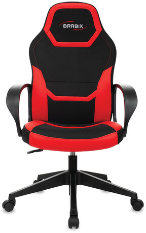 Кресло компьютерное BRABIX "Alpha GM-018", ткань/экокожа, черное/красное, 532637, GM-018_532637