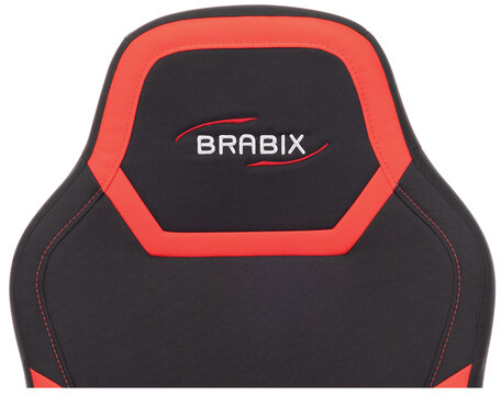 Кресло компьютерное BRABIX "Alpha GM-018", ткань/экокожа, черное/красное, 532637, GM-018_532637