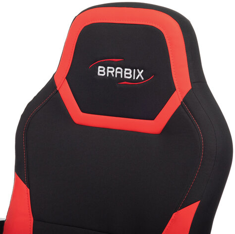 Кресло компьютерное BRABIX "Alpha GM-018", ткань/экокожа, черное/красное, 532637, GM-018_532637