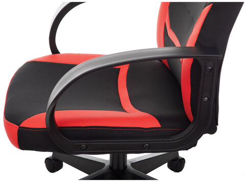 Кресло компьютерное BRABIX "Alpha GM-018", ткань/экокожа, черное/красное, 532637, GM-018_532637