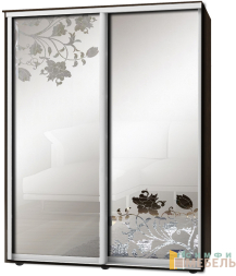 Шкаф-купе 2х дв Стандарт Пескоструй фон матовый № 14