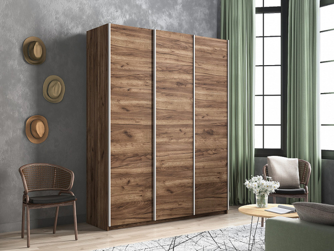 Шкаф-купе Прайм 3-х дверный (ЛДСП) Крафт табачный