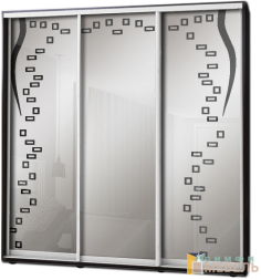 Шкаф купе 3х дв Пескоструй фон матовый № 24