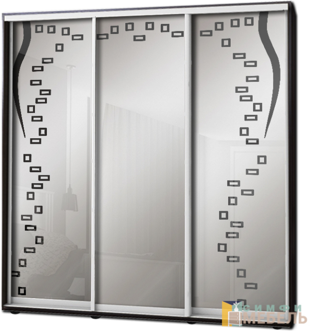 Шкаф купе 3х дв Пескоструй фон матовый № 24