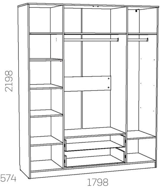Шкаф комбинированный Оливия НМ 011.84 Х