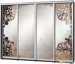 Шкаф купе 4х дв Пескоструй фон матовый № 27