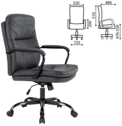 Кресло Chairman CH 301, подлокотники металл, пятилучие металл, экокожа, черное, 7145932